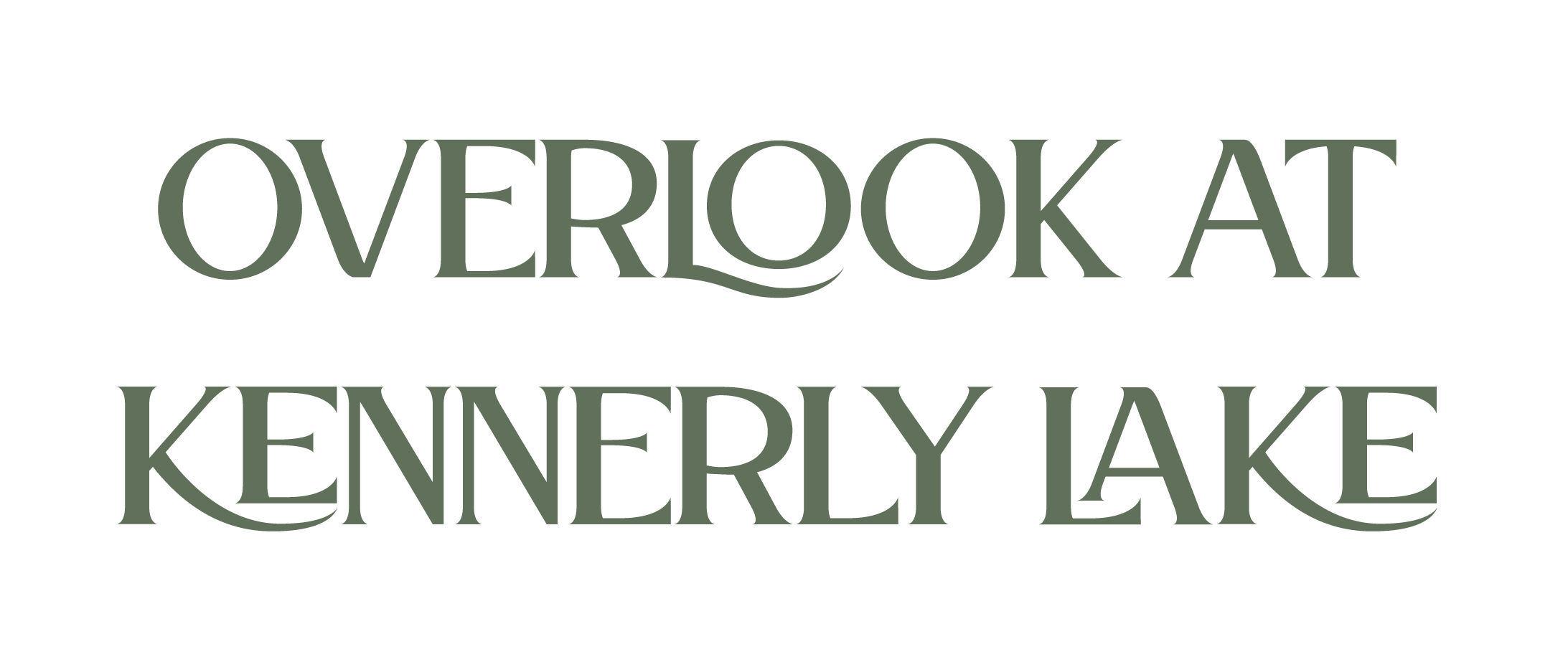 the logo for overlook at kentucky lake in green on a white background